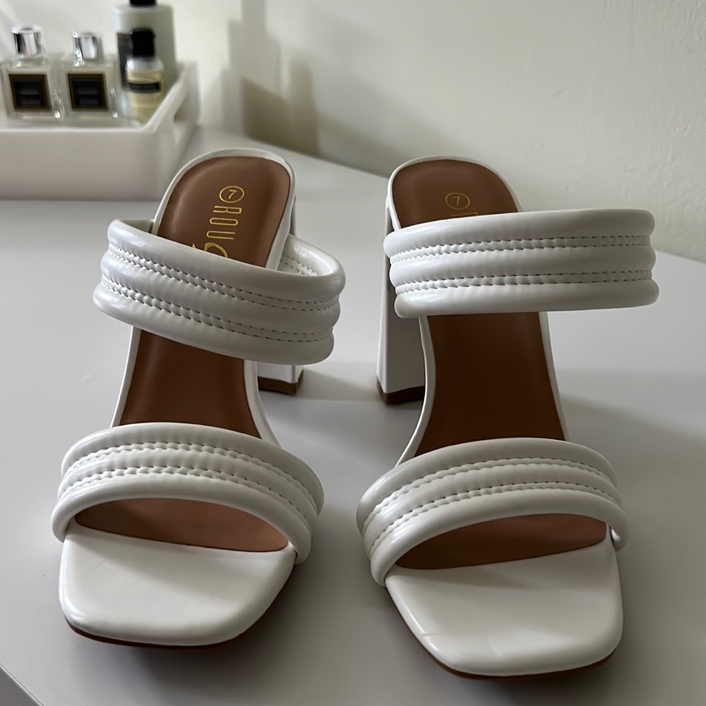 Chunky white heels never worn!!!